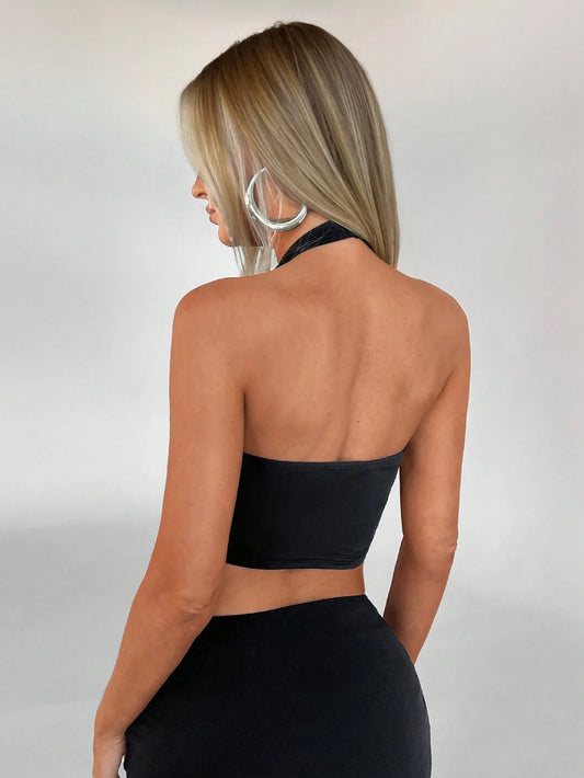 Women's Clothing, Spring, Summer and Autumn New Versatile Women's Vest Halter Neck, Front