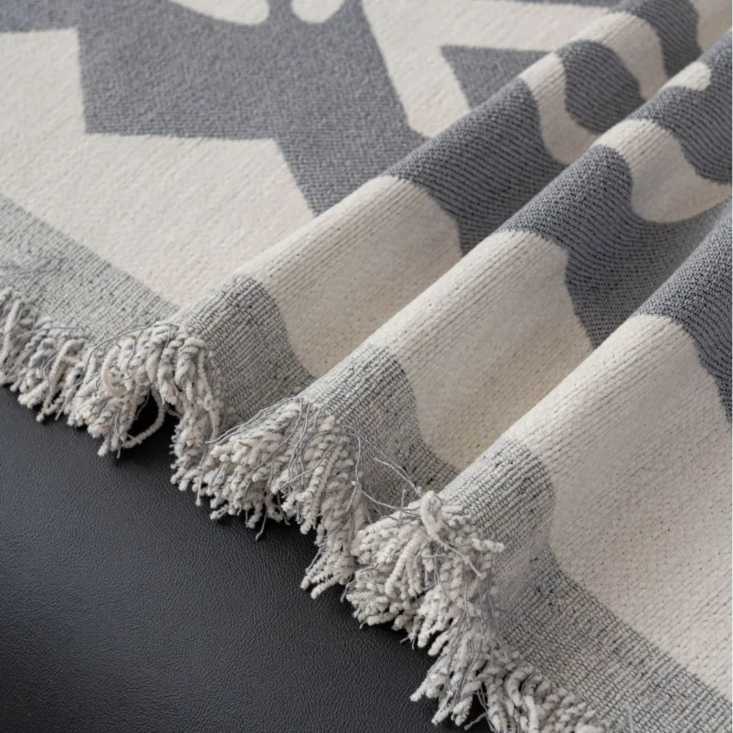 Bohemian Geometric Chenille Sofa Blanket | All-Season Furniture Throw Cover