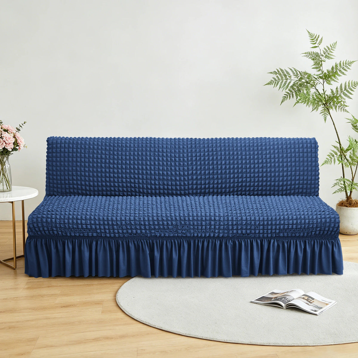 Armless Sofa Bed & Futon Slipcover with Skirt | All-Inclusive Folding Couch Protector