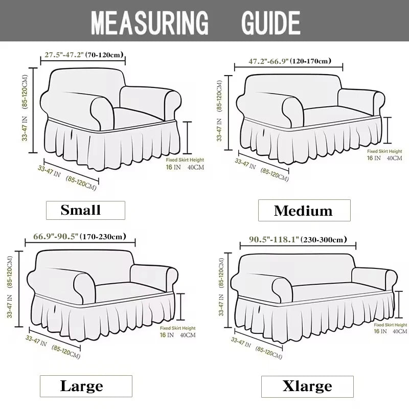 Ruffled Skirt Seersucker Sofa Slipcover | High-Elasticity Elegant Couch Cover
