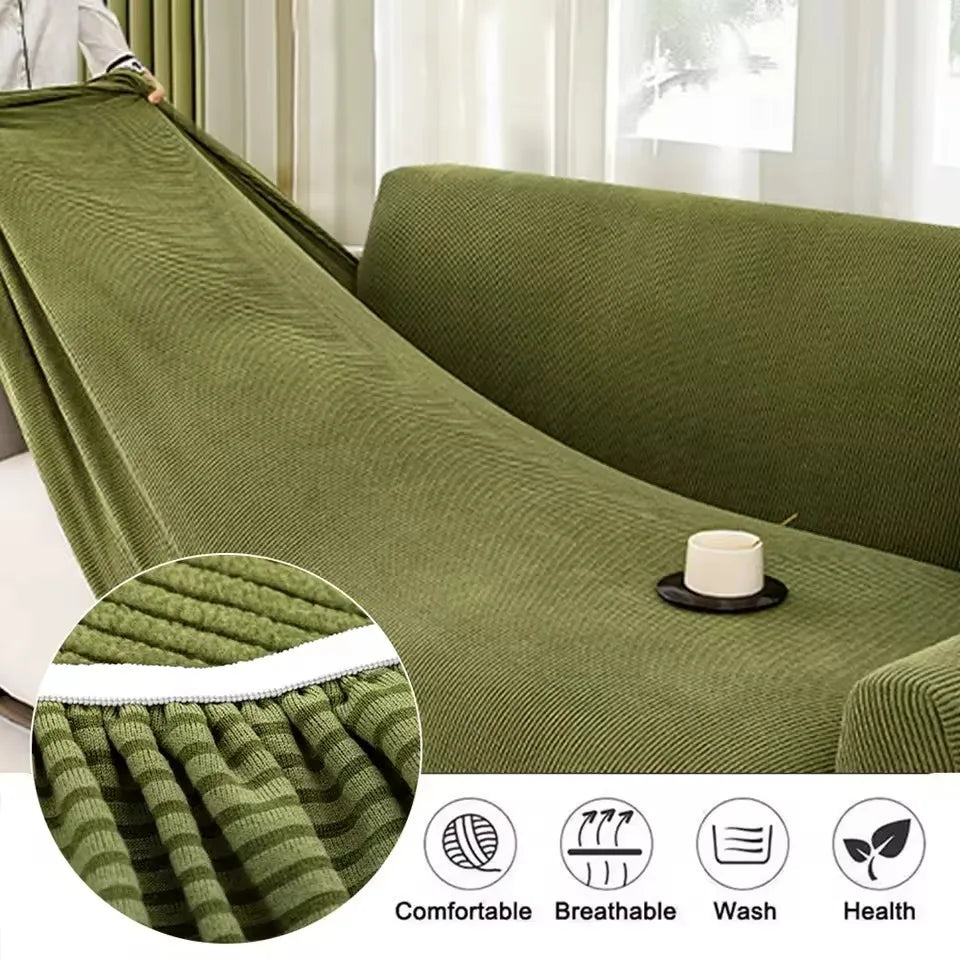 Polar Fleece Jacquard Sofa Slipcover | Non-Slip Textured Couch Protector