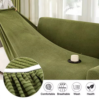 Polar Fleece Jacquard Sofa Slipcover | Non-Slip Textured Couch Protector
