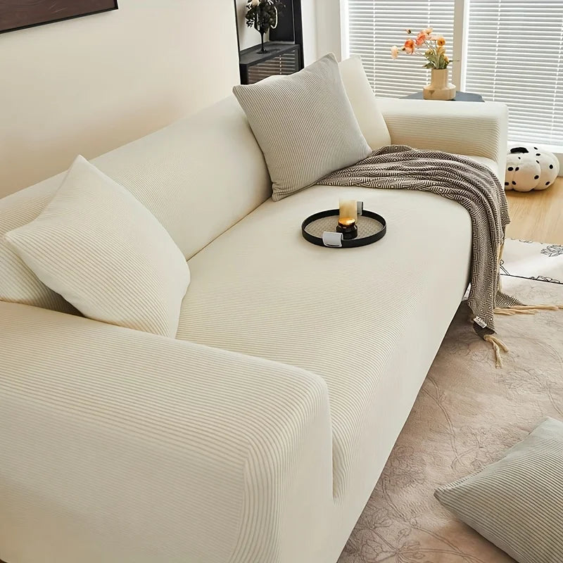 Modern Striped Spandex Sofa Slipcover | Non-Slip High-Elastic Couch Protector