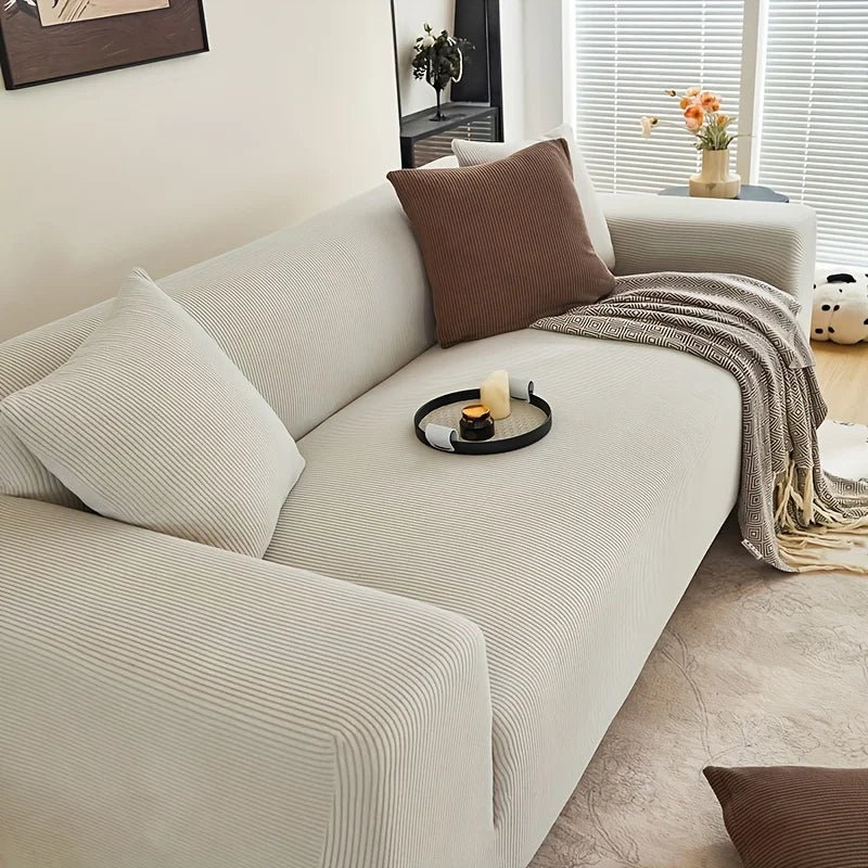 Modern Striped Spandex Sofa Slipcover | Non-Slip High-Elastic Couch Protector