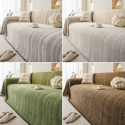 Herringbone Fishbone Anti-Cat Scratch Sofa Blanket | Heavyweight Furniture Protector