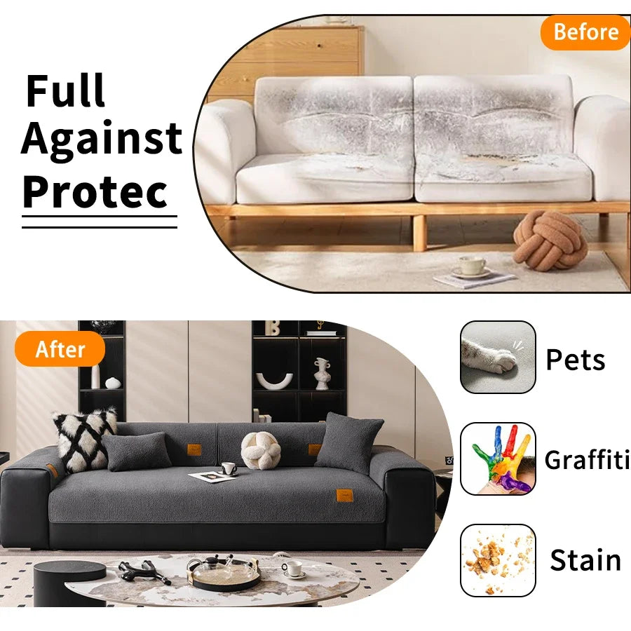 Lamb Velvet Non-Slip Living Room Sofa Pad | Washable Multifunctional Furniture Cover