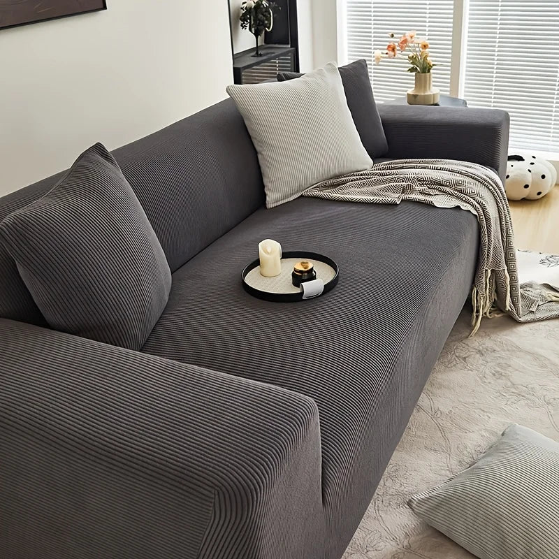 Modern Striped Spandex Sofa Slipcover | Non-Slip High-Elastic Couch Protector