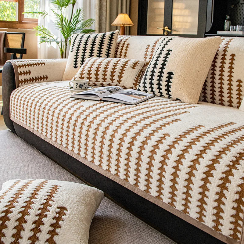 Winter High-End Plush Sofa Cushion | Non-Slip Luxury Thick Furniture Mat